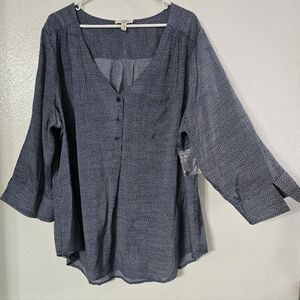 Como Blu Women's 2X Polka Dot Blouse Top Business Casual Office Plus Size